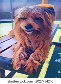 Digital Oil Painting illustration with Dog, beautiful Pet.Cute Pet, very cool