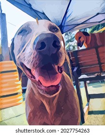 Digital Oil Painting illustration with Dog, beautiful Pet.Cute Pet, very cool