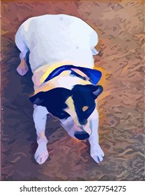 Digital Oil Painting illustration with Dog, beautiful Pet.Cute Pet, very cool