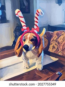 Digital Oil Painting illustration with Dog, beautiful Pet.Cute Pet, very cool