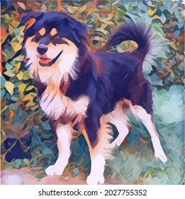 Digital Oil Painting illustration with Dog, beautiful Pet.Cute Pet, very cool