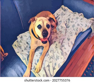 Digital Oil Painting illustration with Dog, beautiful Pet.Cute Pet, very cool