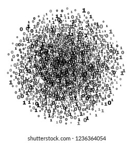 Digital one and zero symbols cloud isolated on white background