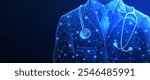 Digital online AI doctor. Healthcare system, hospital medicine tech, virtual doctor, medical assistant, innovation medicine, artificial intelligence, healthcare concept.