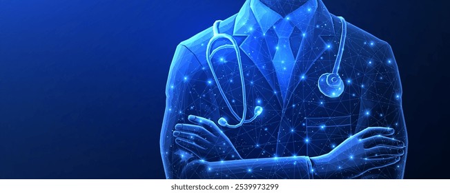 Médico digital de IA en línea. Sistema de salud, tecnología de medicina hospitalaria, médico virtual, asistente médico, medicina de innovación, inteligencia artificial, concepto de atención médica.