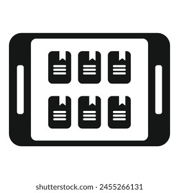 Digital online books stack icon simple vector. Network reading. Screen study