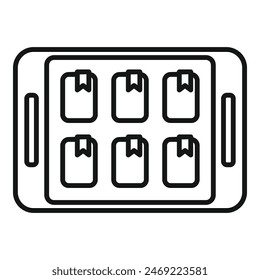 Digital online books stack icon outline vector. Network reading. Screen study