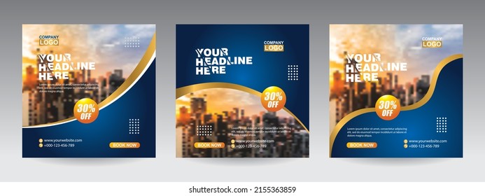 Digital online business marketing Social media post, banner design template collection editable vector illustration.