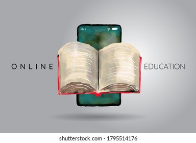 Aprendizaje de aplicaciones de educación digital en línea en todo el mundo por teléfono, antecedentes de sitios web móviles. concepto de distancia social. 