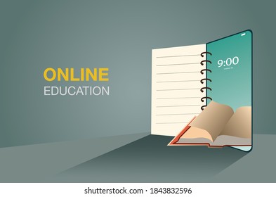 Digital Online Education Application learning world wide on phone, mobile website background.