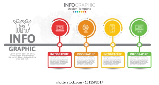 Digital online marketing banner with icons for business contents.