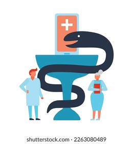 Digital online medicine composition of conceptual icons pictograms with gadgets and people vector illustration