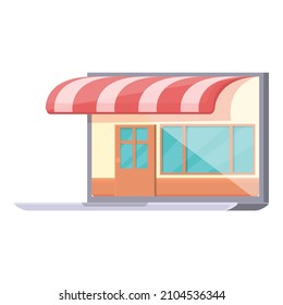 Digital online shop icon cartoon vector. Mobile store. Discount retail