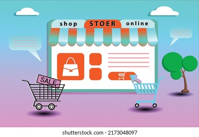 Digital online Online store on mobile phone, tablet, easy to buy, convenient to pay, fast, save time, reduce trave