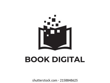 digital open book logo vector icon graphic illustration design. symbol of education, technology.