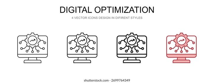 Otimização digital em 4 estilos diferentes ilustração vetorial