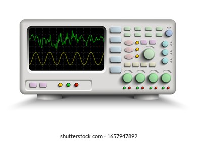 Digital oscilloscope. Vector illustration isolated on white background.