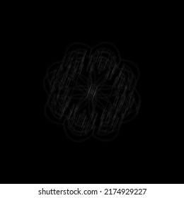 Digital outline flower Minimal abstract symbol Geometric shape Circular Fractal Design Vector illustration