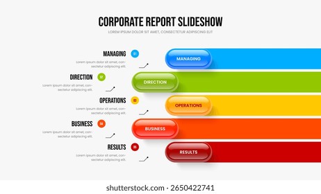 Digital Overview 5 Step Infographic Frame Layout. Advertising Profile Presentation Design Vector Illustration. Market Visualization Five Element Diagram Slideshow Template.