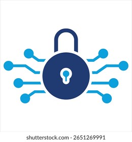 Digital Padlock Flat Blue Icon Vector Illustration