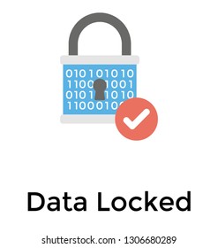 Digital padlock flat vector icon, data locked 