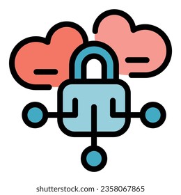 Digital padlock icon outline vector. System tablet. Sensor plant color flat