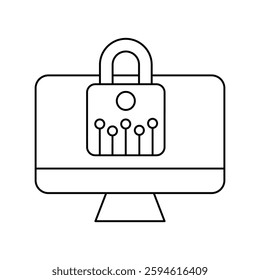 Digital Padlock icon with white background vector stock illustration