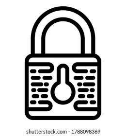 Digital padlock personal information icon. Outline digital padlock personal information vector icon for web design isolated on white background