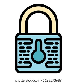 Digital padlock personal information icon. Outline digital padlock personal information vector icon thin line color flat on white