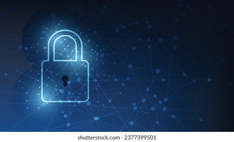 digital padlock with virtual screen on dark background. cyber security technology for fraud prevention and privacy data network protection concept