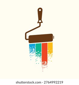Digital Paint Roller Logo for Online Home Renovation Painting Service

