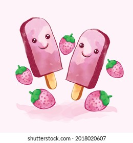 Digital paint strawberry flavored pink ice cream