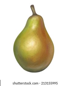 Digital paint vector isolated pear on white background