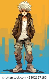 man character anime 11485038 Vector Art at Vecteezy