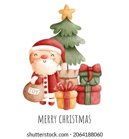 Digital painting, Christmas Santa isolated on white background