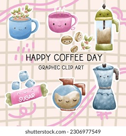 Digital painting Coffee minimal graphic element