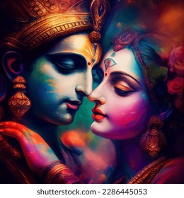 Digital Painting Of Devine Couple Radha Krishna.EPS