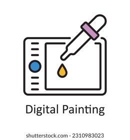 Digital Painting Filled Outline Icon Design illustration. Art and Crafts Symbol on White background EPS 10 File