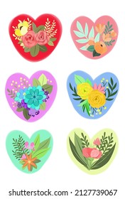 Digital Painting flowers in heart shape.
