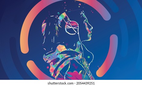 digital painting of a girl with headphones