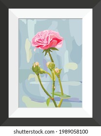 Pintura digital de rosas en un marco, ilustración vectorial y diseño.