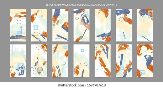 Digital painting with splashes of paint backgrounds for social networks. Pastel colors with hand drawn doodle art trending