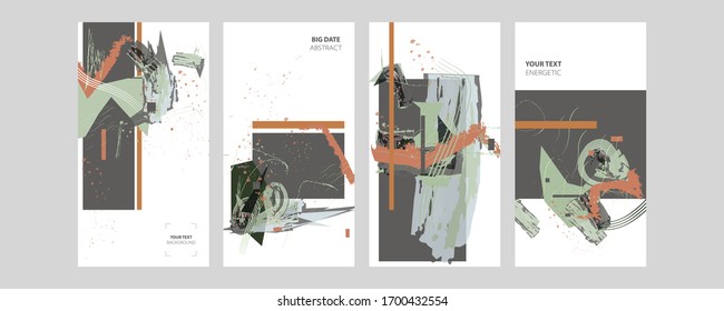 Digital painting with splashes of paint backgrounds for social networks. Pastel colors with hand drawn doodle art trending