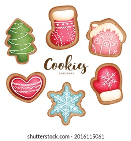 Digital painting watercolor Christmas Animal Cookies