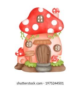 Digital painting watercolor gnome house, little house. vector illustration