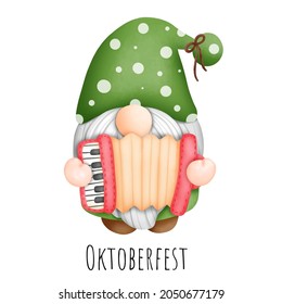 Digital painting watercolor October festival, Beer festival gnome, Oktoberfest