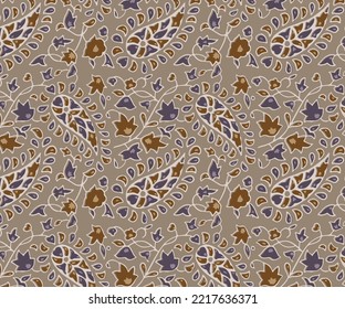 Digital paisley seamless pattern block print floral batik vector