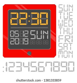 Digital paneled red square table clock.