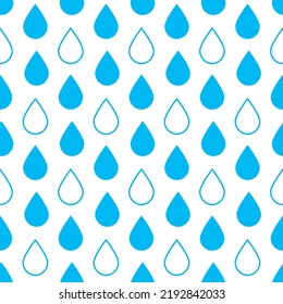 Digital paper with flat water drop rain, blue white background for textile, decoration and scrapbook