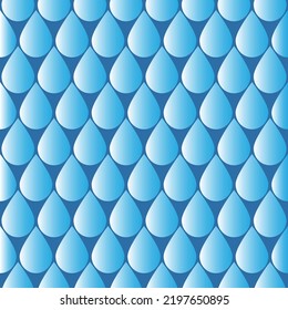 Digital paper with flat water drop rain, blue gradient background for textile, decoration and scrapbook